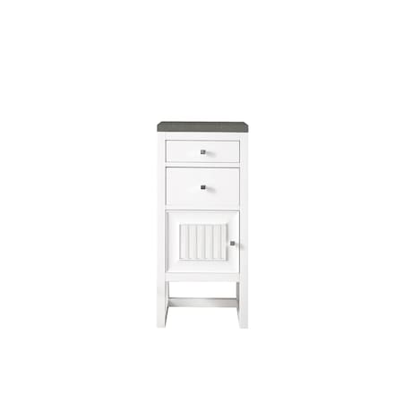 James Martin Vanities Athens 15in Base Cabinet w/ Drawers and Left Door, Glossy White w/ 3 CM Grey Expo Quartz Top E645-B15L-GW-3GEX